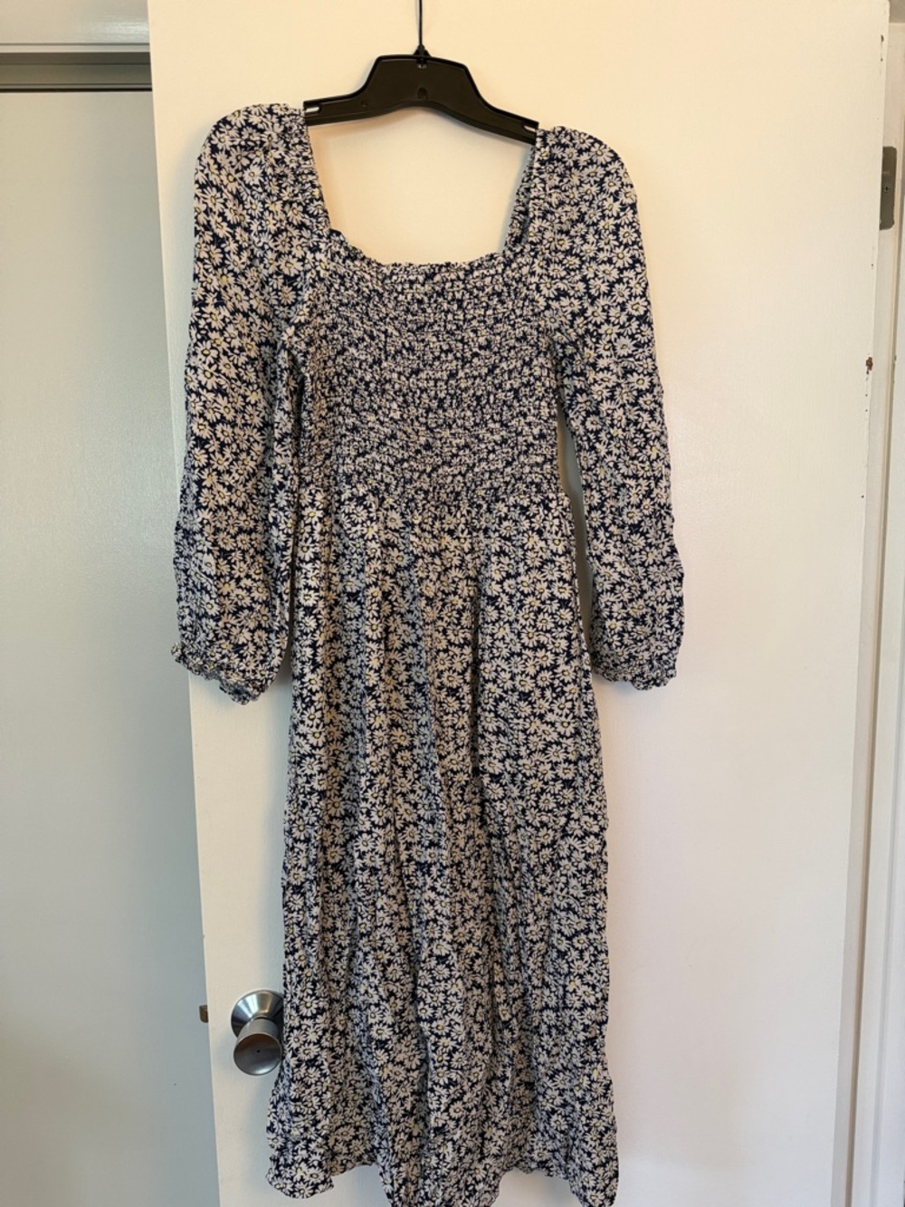 J Crew Factory floral long sleeve smocked dress